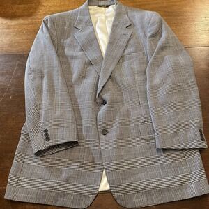 Brooks Brothers Sport Coat Blazer Mens 46R‎ 100% Wool Houndstooth Plaid Classic